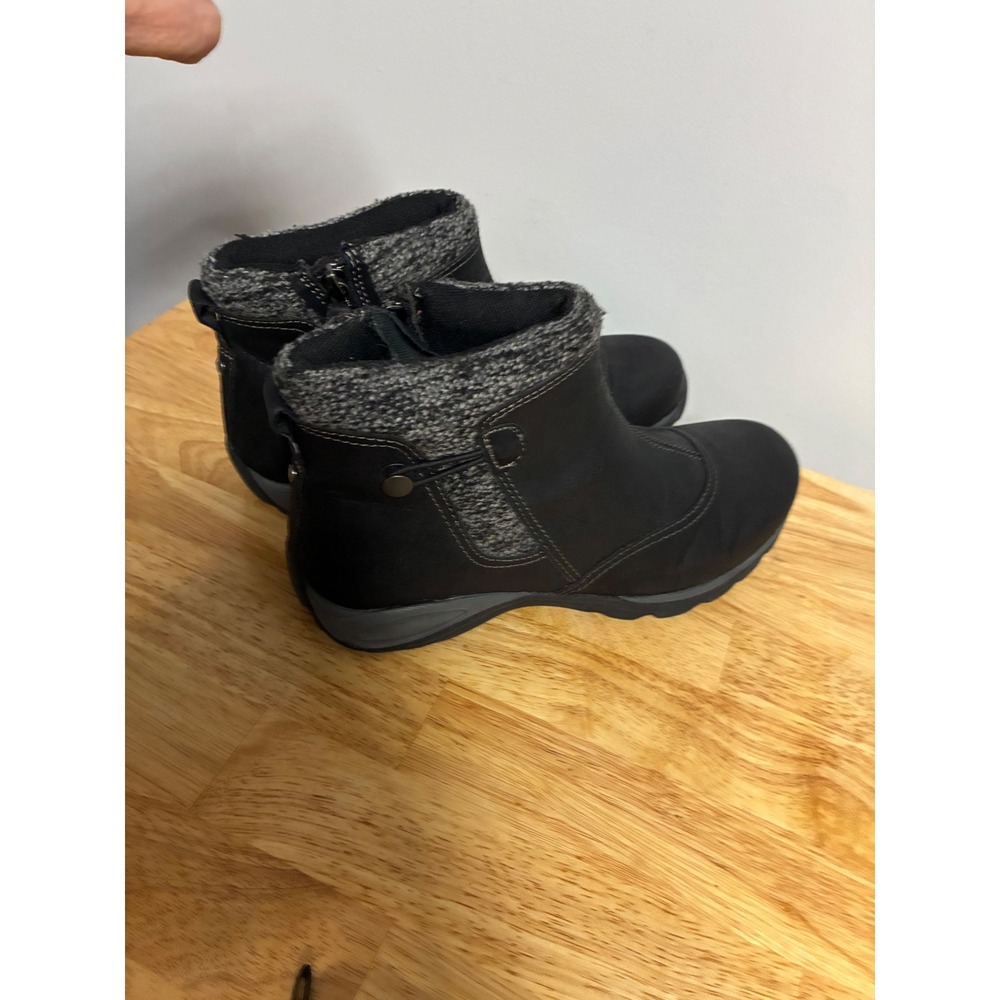 Eastland Bridget Womens Black Ankle Boots Knit Collar Side Zip 8.5M 2160-01